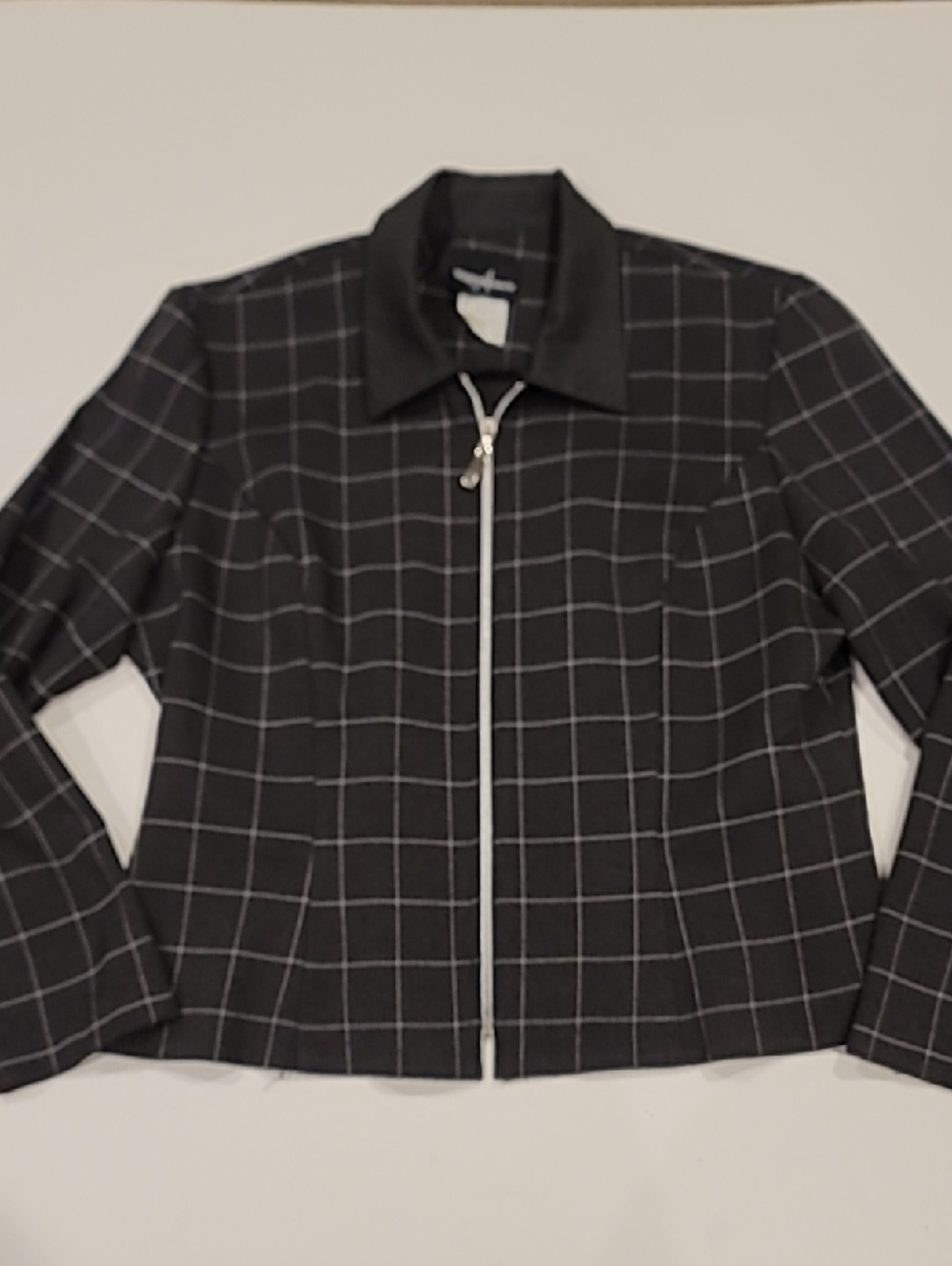 Positive Attitude Black Windowpane Zip Bomber Jacket - Picture 5 of 13